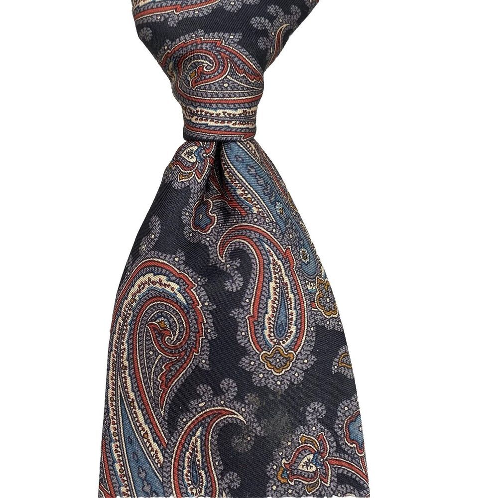 Robert Talbott Mens Silk Necktie Black Floral Paisley Corpcore Business Academia